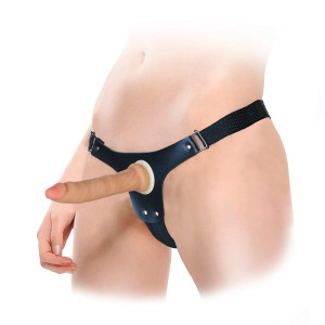 PÊNIS FINO EM CYBERSKIN ARTICULADO COM CINTA E VAC-U-LOC foto 1
