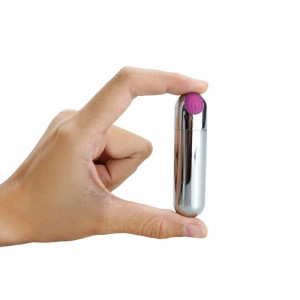 BULLET POTENTE COM 10 MODOS VIBRATÓRIOS RECARREGÁVEL PRATA foto 2