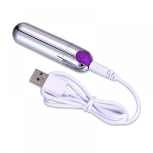 BULLET POTENTE COM 10 MODOS VIBRATÓRIOS RECARREGÁVEL PRATA foto 3
