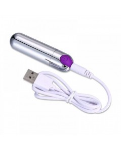 BULLET POTENTE COM 10 MODOS VIBRATÓRIOS RECARREGÁVEL PRATA foto 3