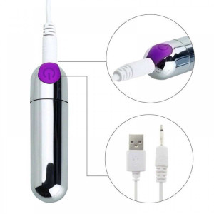BULLET POTENTE COM 10 MODOS VIBRATÓRIOS RECARREGÁVEL PRATA foto 4