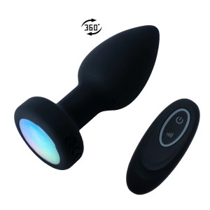 Plug Anal em Silicone com LED - 10 Modos de Vibração, Rotação e Controle Remoto sem Fio Plug Anal em Silicone com...